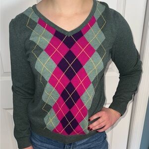 Talbots Green and Red Sweater
